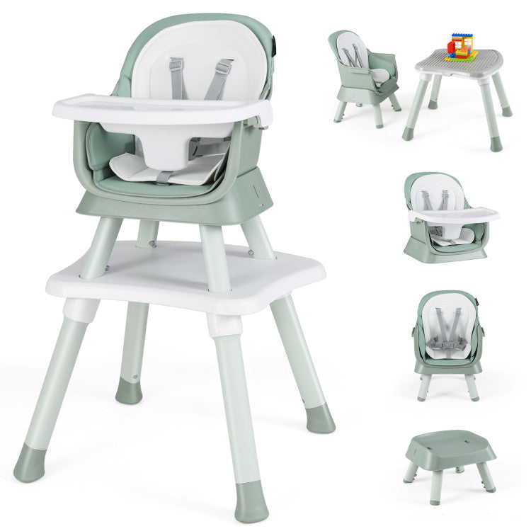 8-in-1 Convertible Baby High Chair with Adjustable Removable Tray