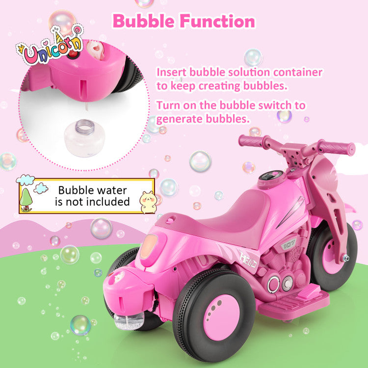 6V Kids Electric Ride on Motorcycle with Bubble Maker and Music