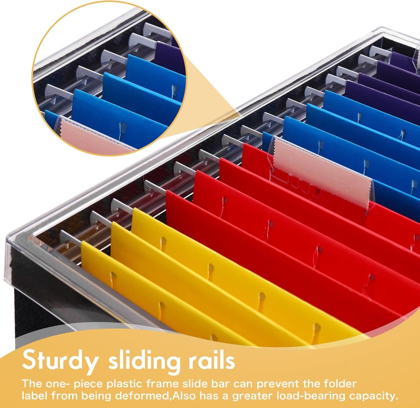 File Organizer Box with Lid - Hanging File Box with One-Piece Plastic Frame