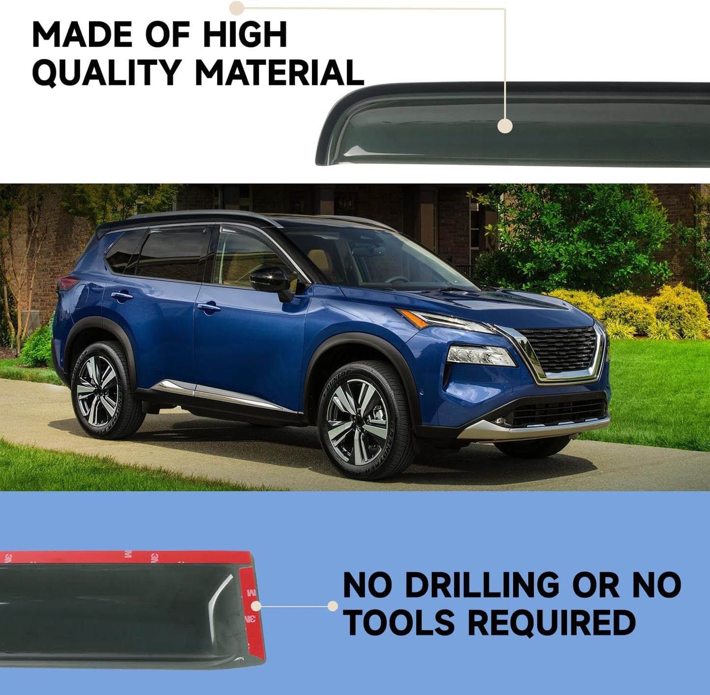 4 PCS Rain Guards Fit for 2021-2024 Nissan Rogue S, SV, SL, Platinum