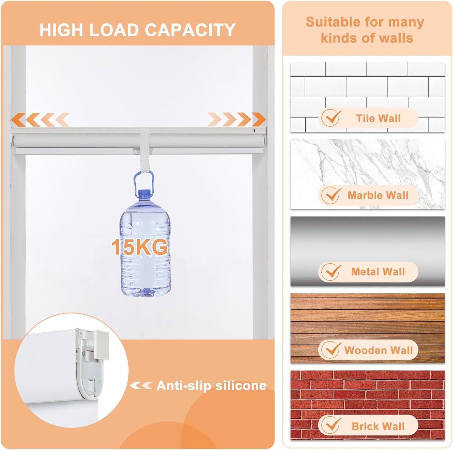 Persilux No Drill No Tools Cordless Roller Shades Blackout Blinds (White, 30" W x 72" H)