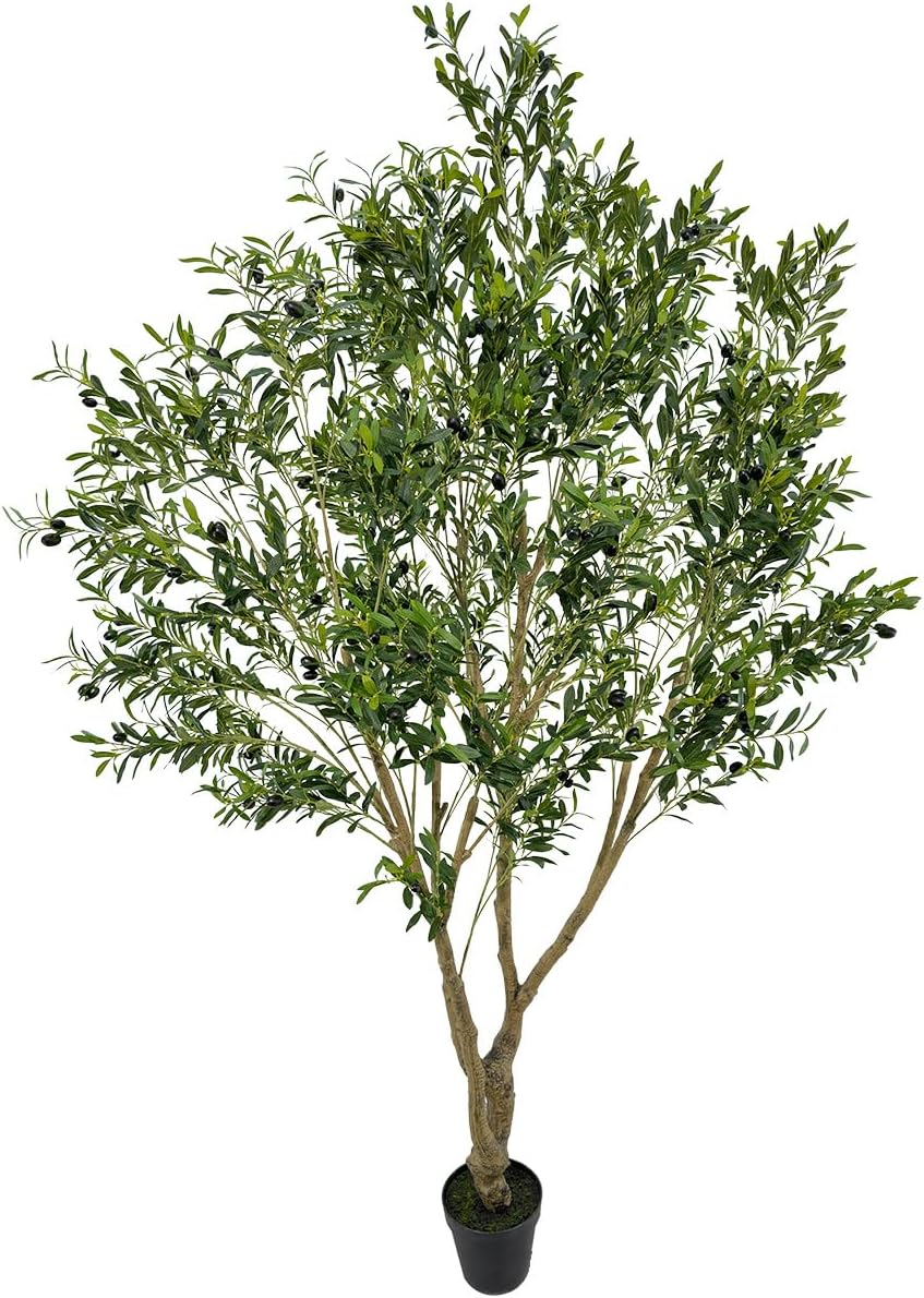 Artificial Tree Faux Olive Tree 8ft Tall Fake Olive Plant in Pot