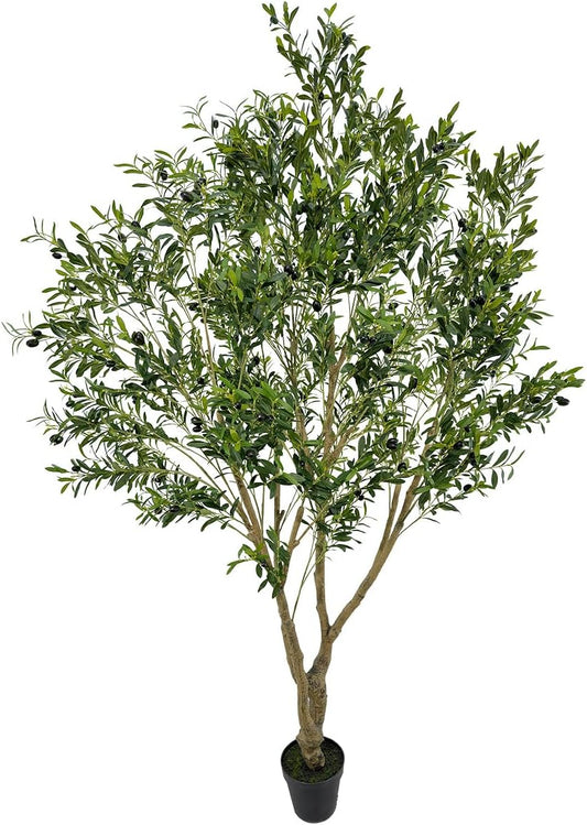 Artificial Tree Faux Olive Tree 8ft Tall Fake Olive Plant in Pot
