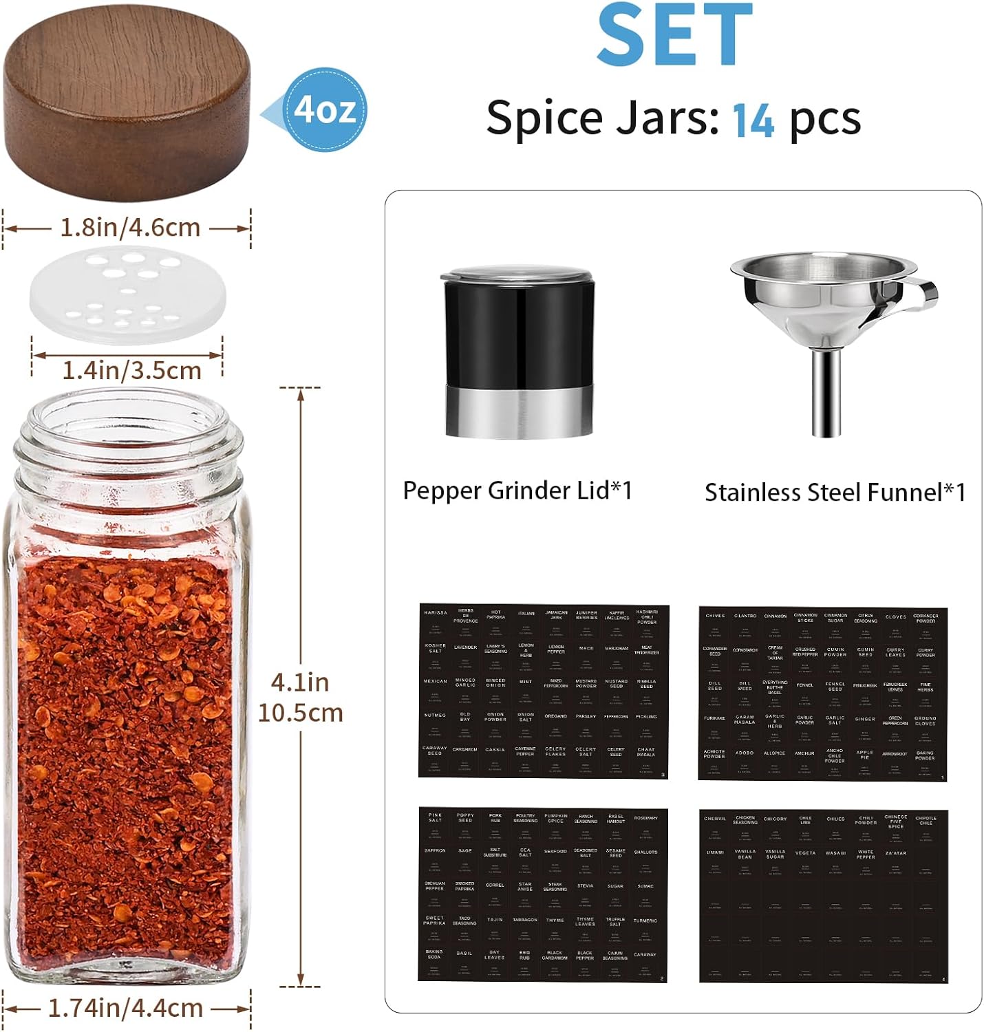 Yangbaga 15 Pcs Glass Spice Jars - Please see Description