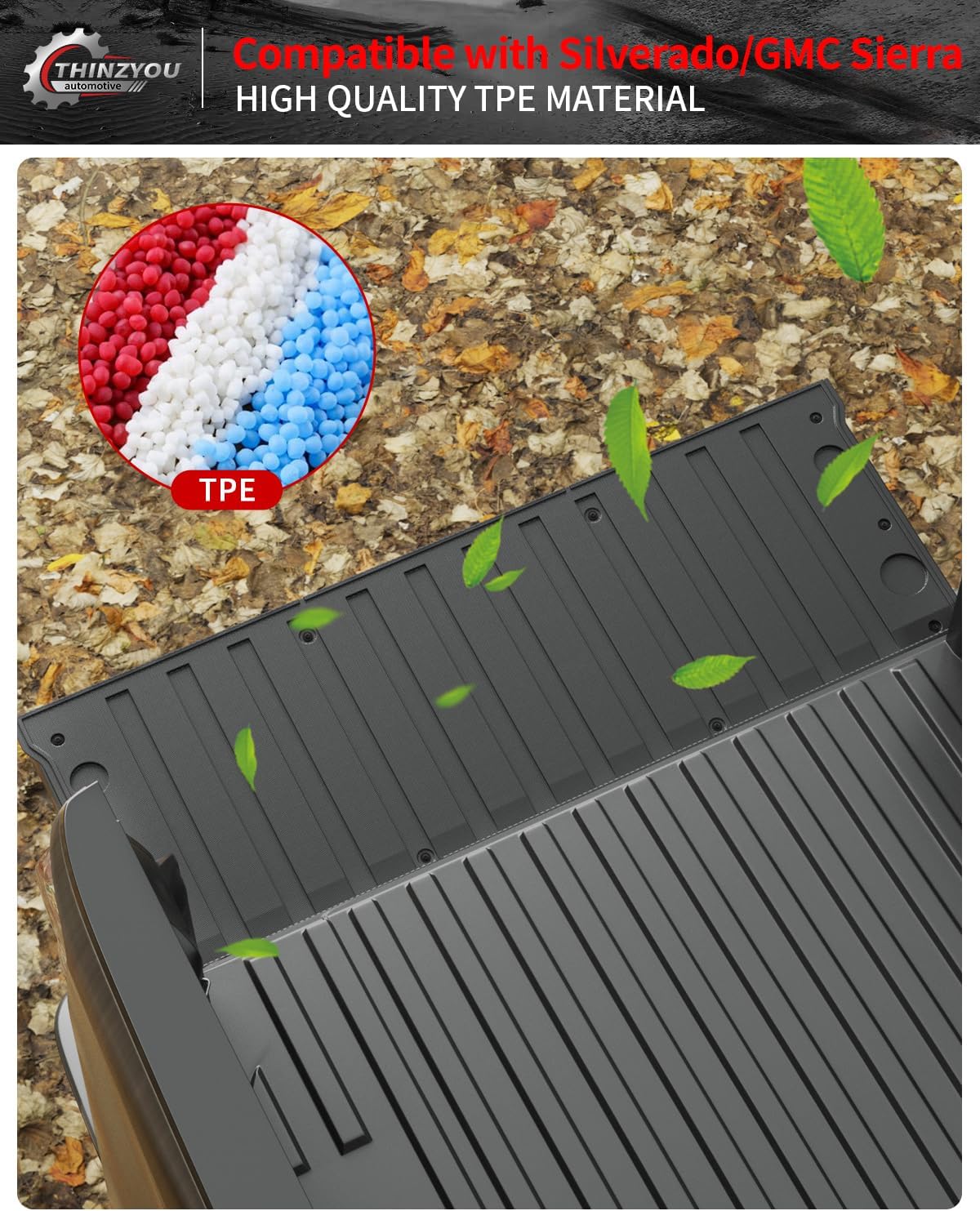 Tailgate Mat Compatible with 2019-2024 2025 Chevrolet Silverado Bed Mat