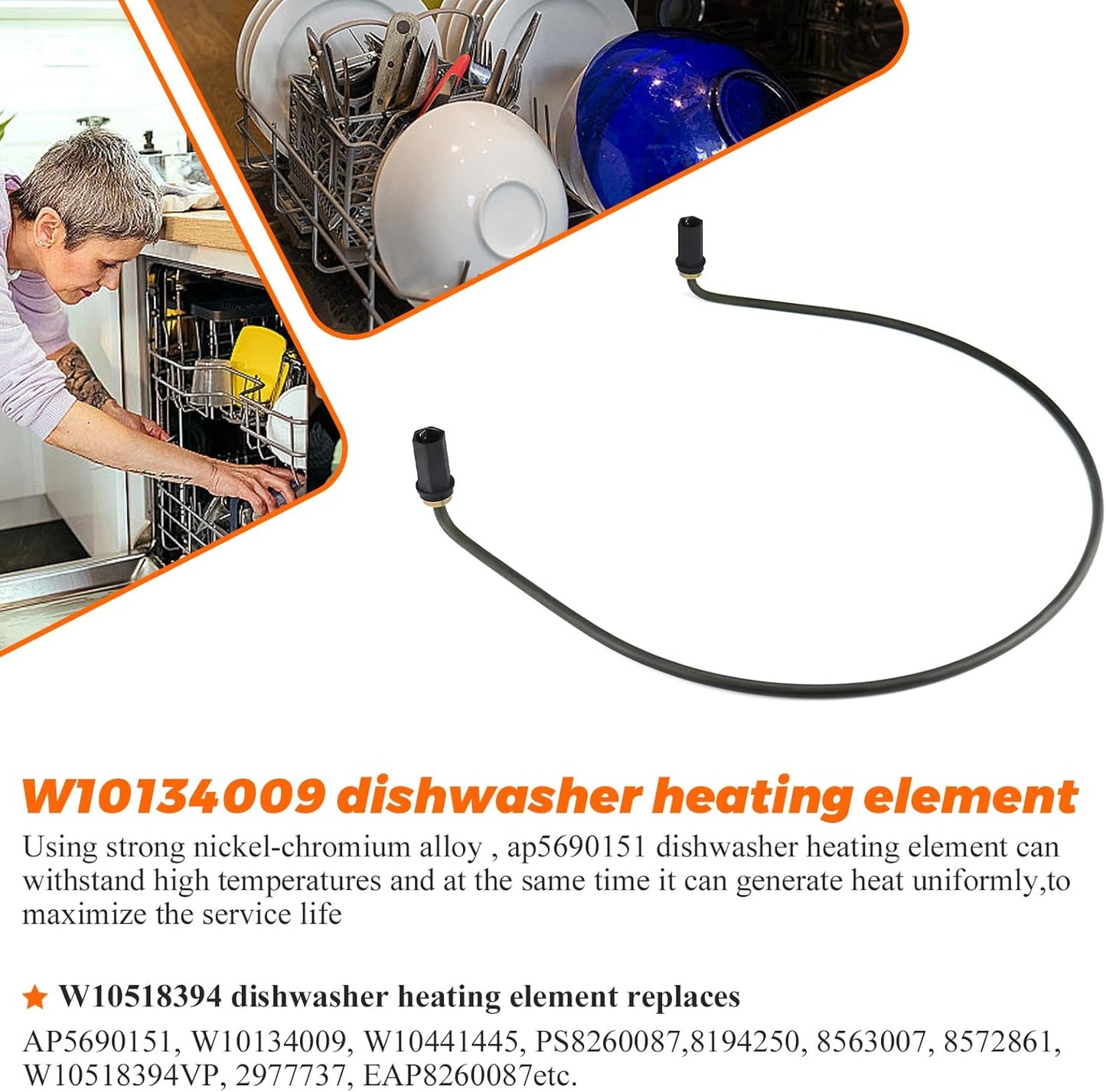 W10518394 W10134009 AP5690151 Dishwasher Heating Element Upgrade by Blutoget