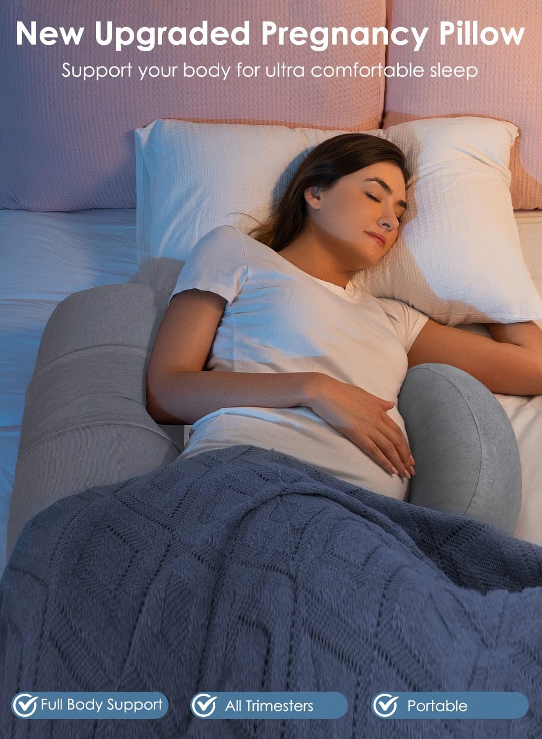 QUEEN ROSE Pregnancy Pillows, Cooling Body Pillow for Pregnancy Sleeping