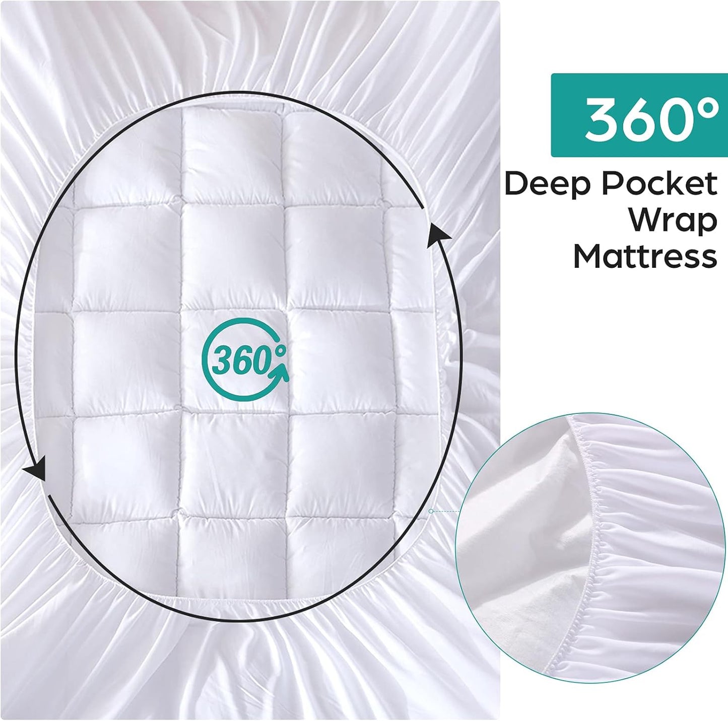 Whats Bedding Waterproof Mattress Pad Full Size Cotton Top Down Alternative Filling