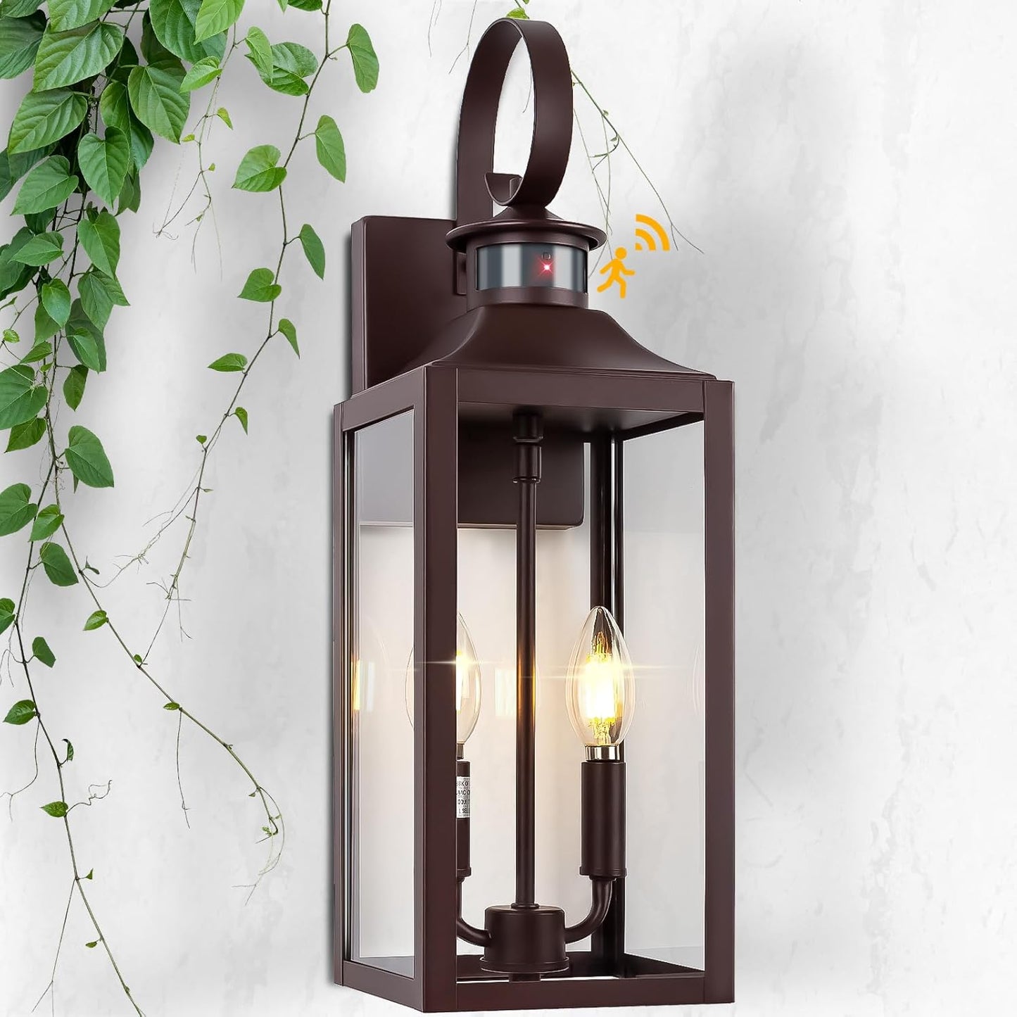 20" Oil Rubbed Bronze Motion Sensor Outdoor Light, Large Dusk to Dawn