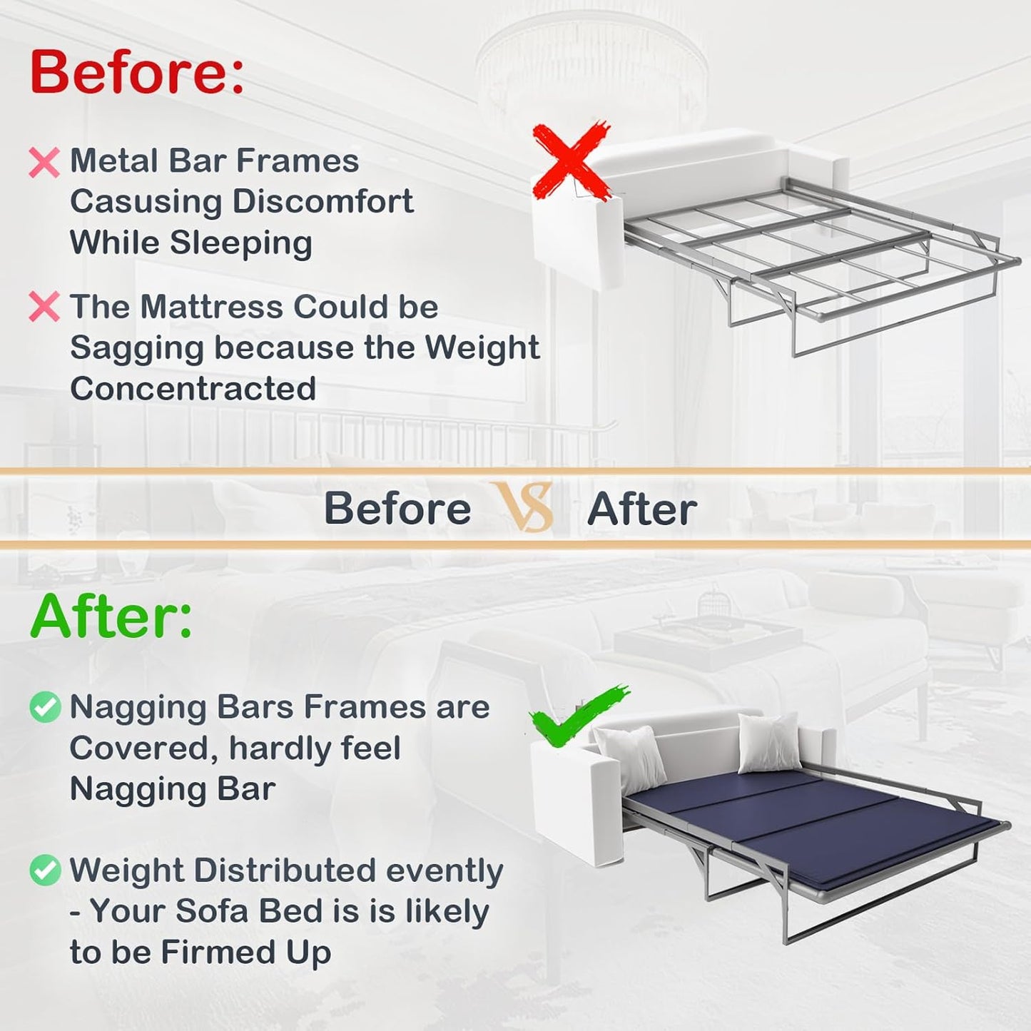 NobleRealm® 6mm Queen Bunkie Board (56.5”x76” Queen Size), Low Profile Bed Support