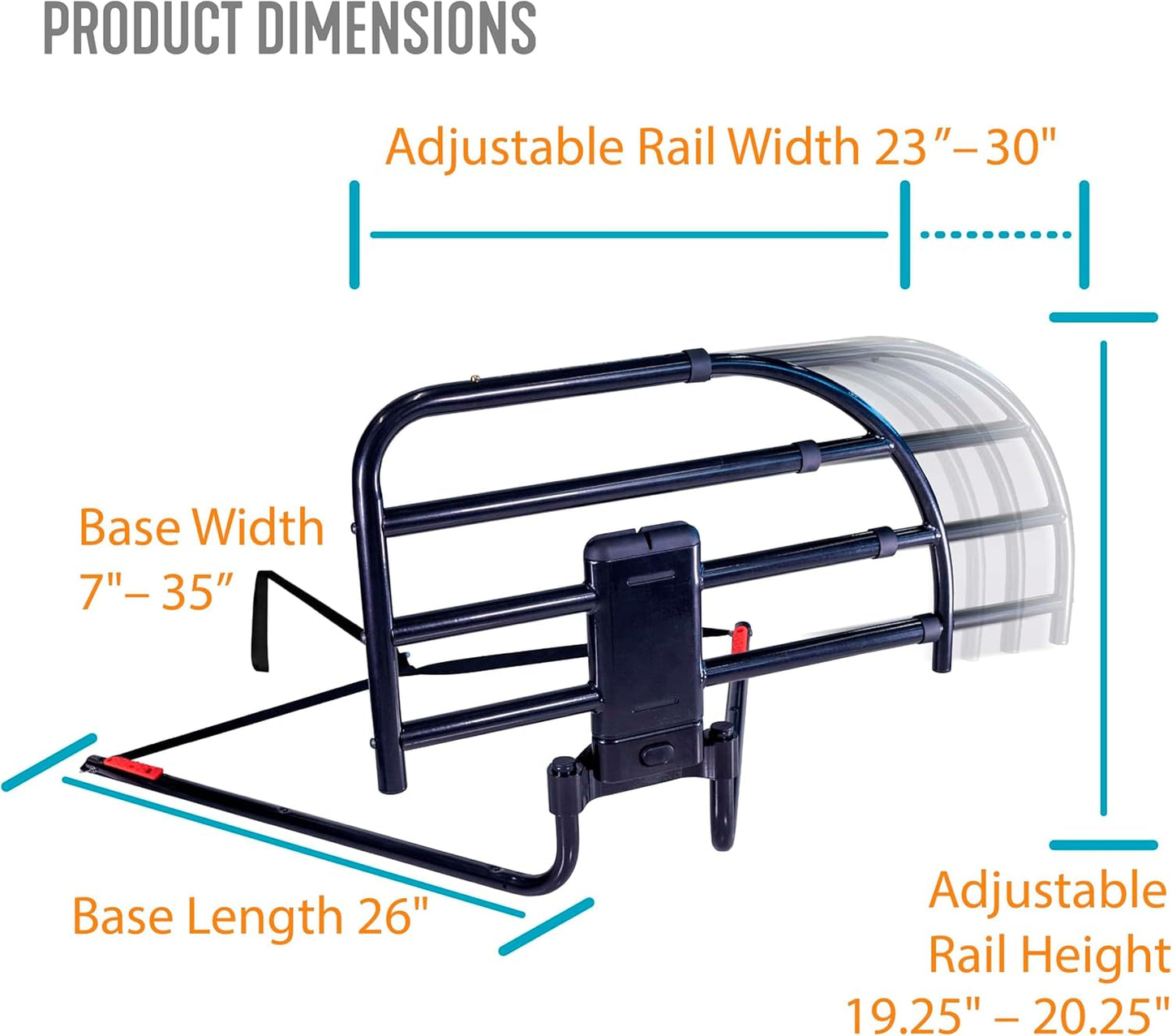 Able Life Click-N-Go Extendable Bed Rail for Wood Adjustable Bed Frames.