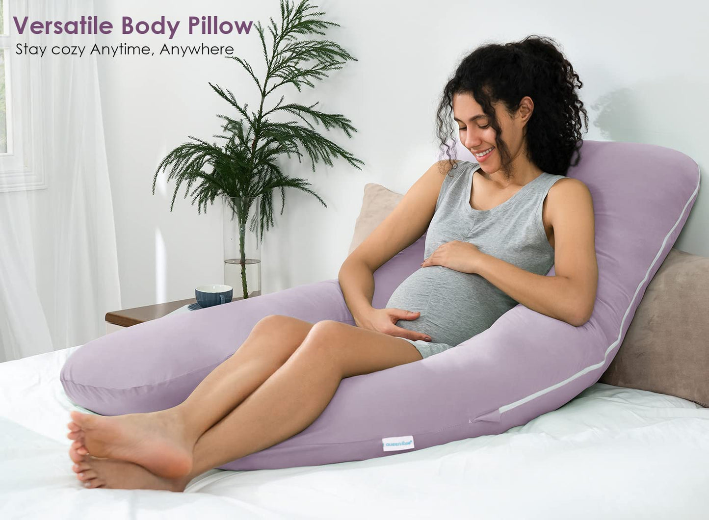 QUEEN ROSE Cooling Pregnancy Pillows, U Shaped Full Body Maternity Pillow for Pregnant Support