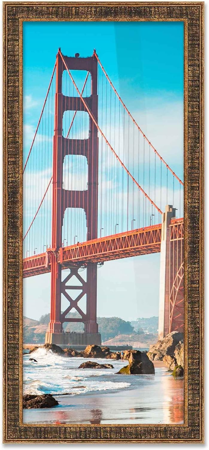 CountryArtHouse 32x12 Frame Gold Solid Wood Picture Frame