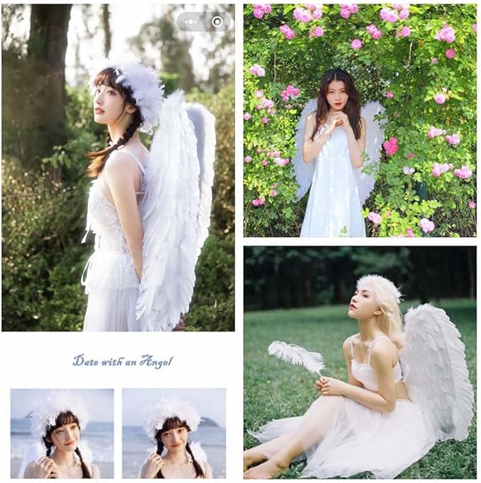 Halloween Feather Angel Wings Cosplay Costumes Dress Party