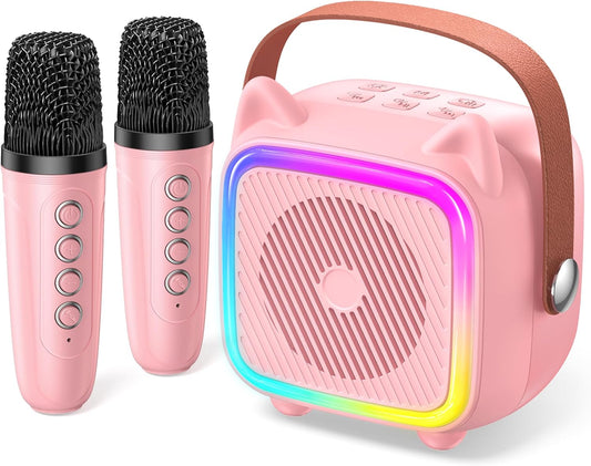 SXH Mini Portable Karaoke Machine for Kids with 2 Bluetooth Wireless Microphones
