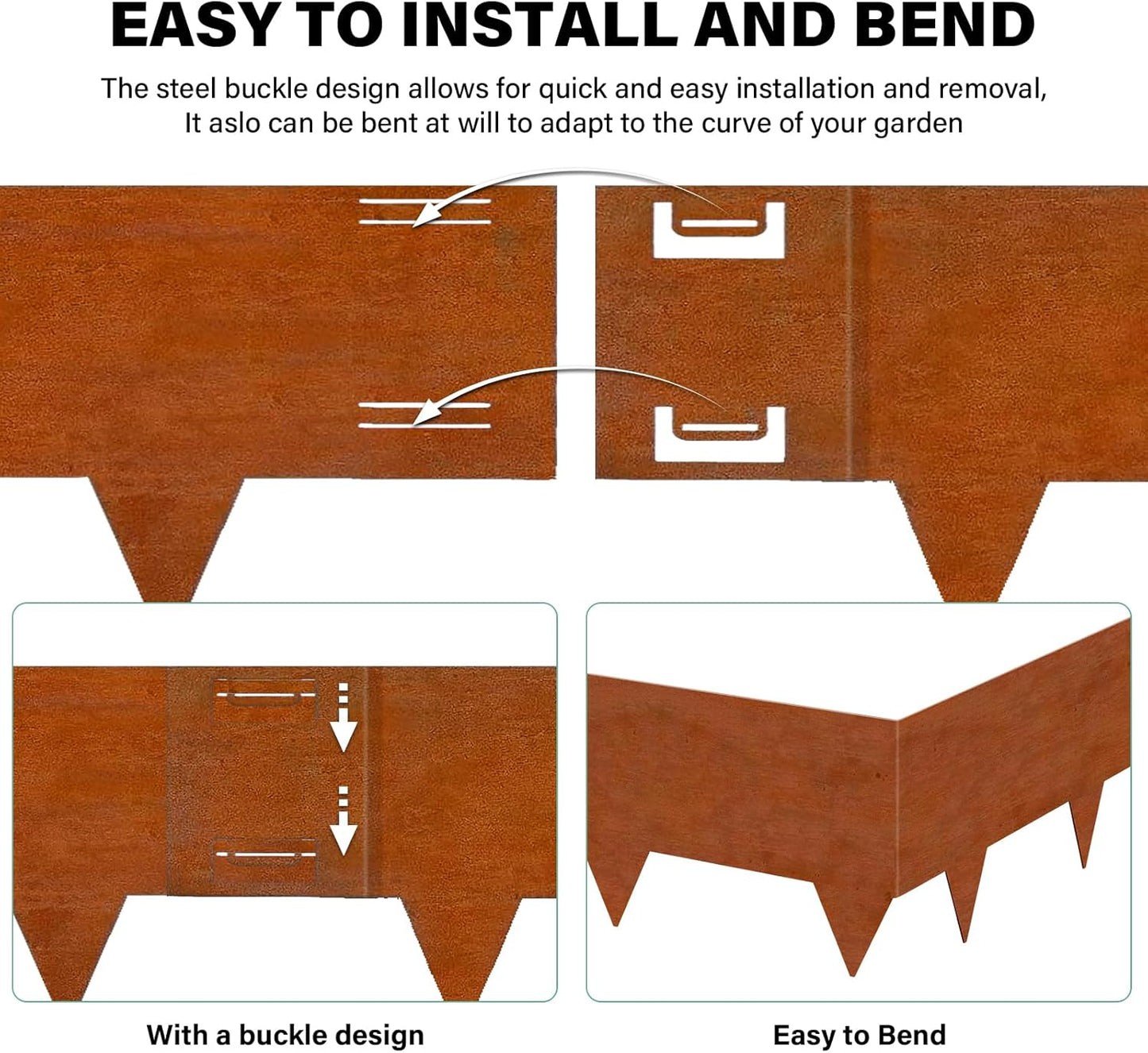 Cor-Ten Steel Landscape Lawn Edging, 40" L x 5" H,6 Pack Steel Edging for Landscaping