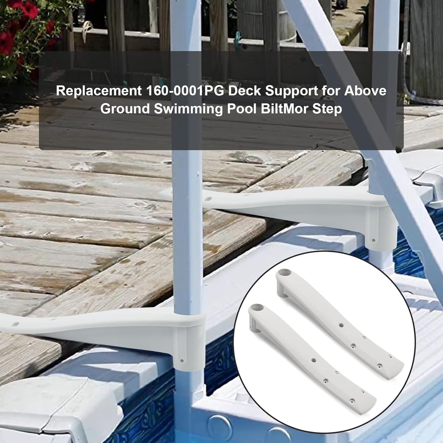 Replacement 160-0001PG Deck Support for Above Ground Swimming Pool BiltMor Step (2PACK)