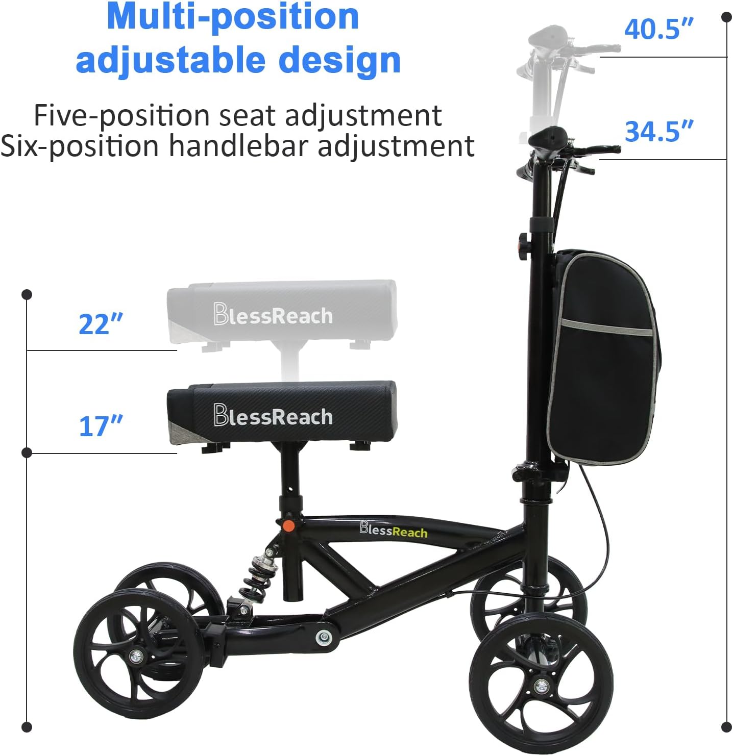 Steerable Knee Walker Deluxe Medical Scooter for Foot Injuries Compact Crutches