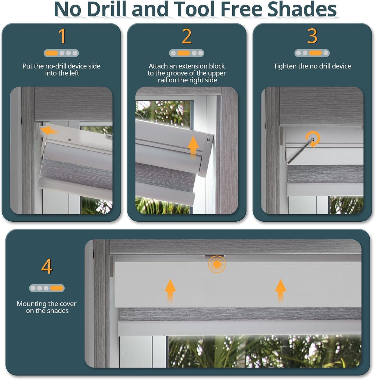 Motorized Blinds No Drill Automatic Blinds for Windows (White, 34.5 x 72)