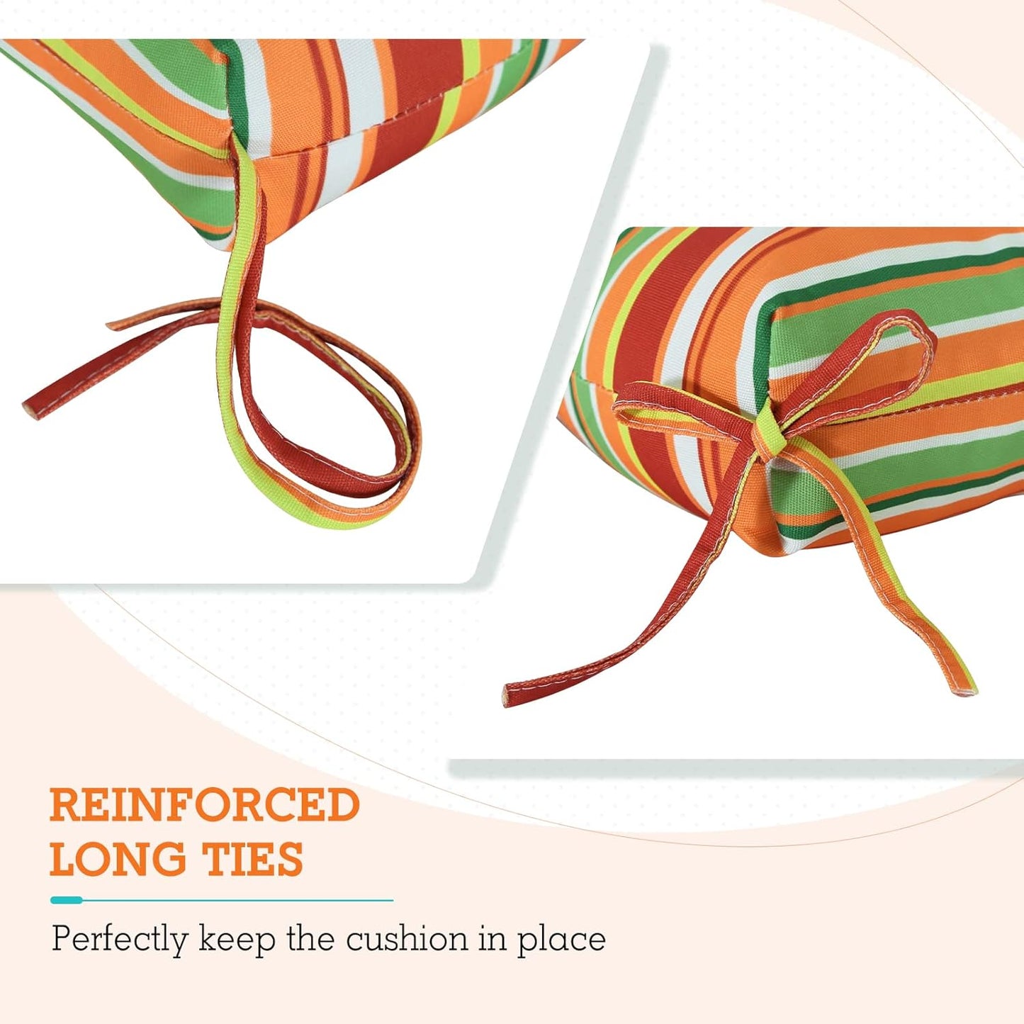 EAGLE PEAK Tufted Outdoor/Indoor High Back Patio Chair Cushions, Set of 2, 46'' x 22'', Rainbow