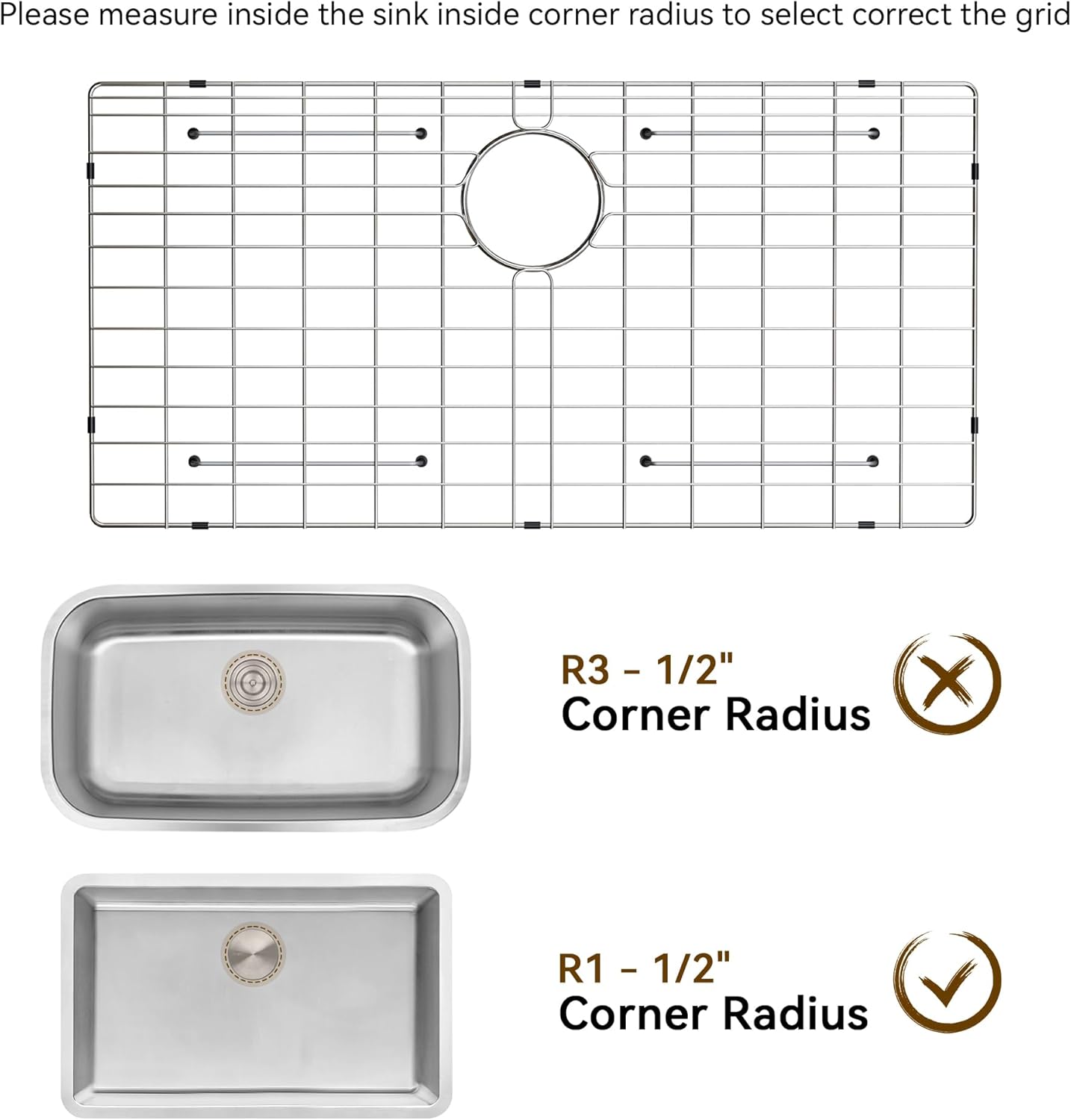 Sink Protector Grid, Sink Grids for Bottom of Kitchen Sink with Corner Radius 3/16",27-9/16" x 14-9/16"