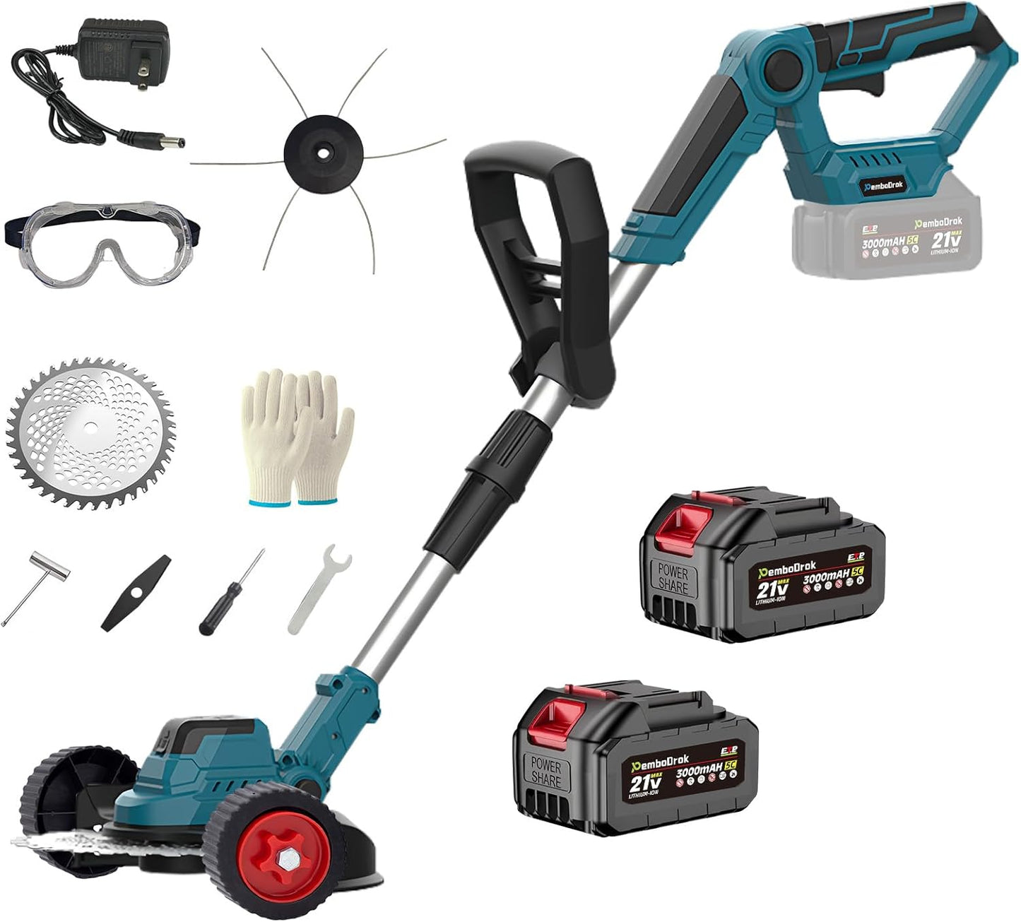 Electric Weed Wacker with Wheel Brushless Cordless Weed Eater Battery Powered