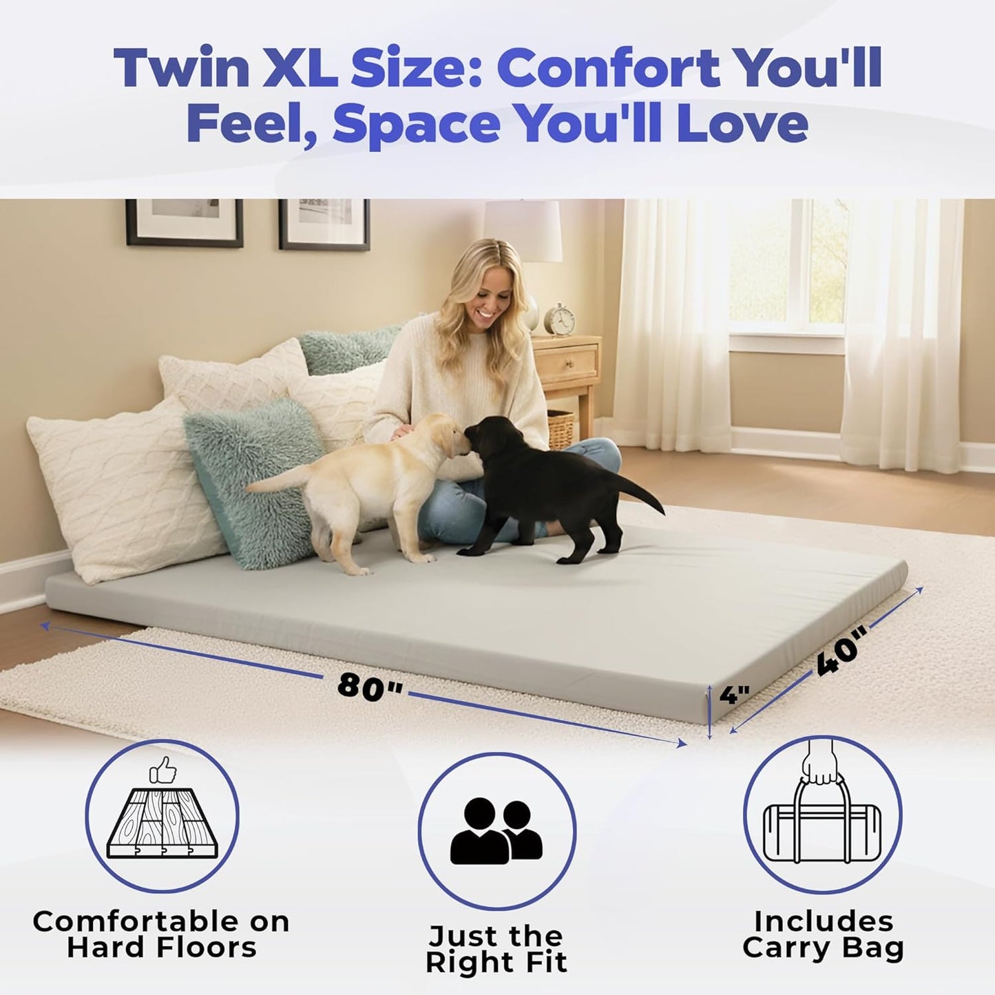 Hazli Matrix Comfort-Cell Memory Foam Camping Mattress Pad - Roll Up Mattress for Adults