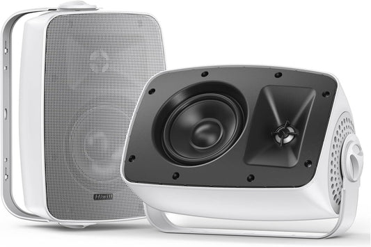 Black - 4.5'' Outdoor Speakers Deep Bass, Dual 4.5'' Passive Radiators, Broad Sound Coverage