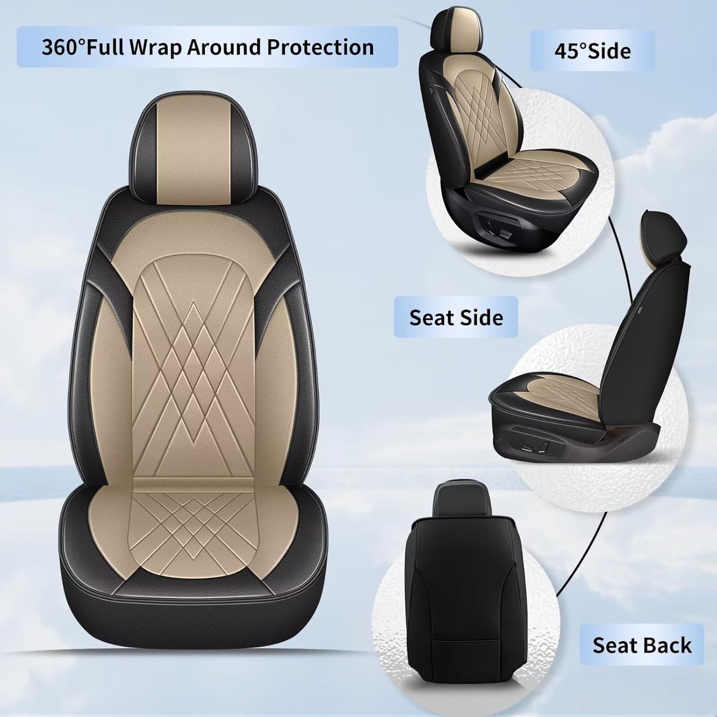 YORKNEIC 2 Pcs Front Car Seat Cover for Ford Edge 2007-2023 2024 2025