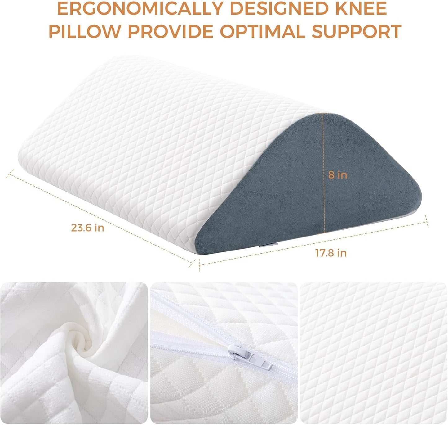 Knee Wedge Pillow 8'' - Leg Elevation Support for Sleep Position