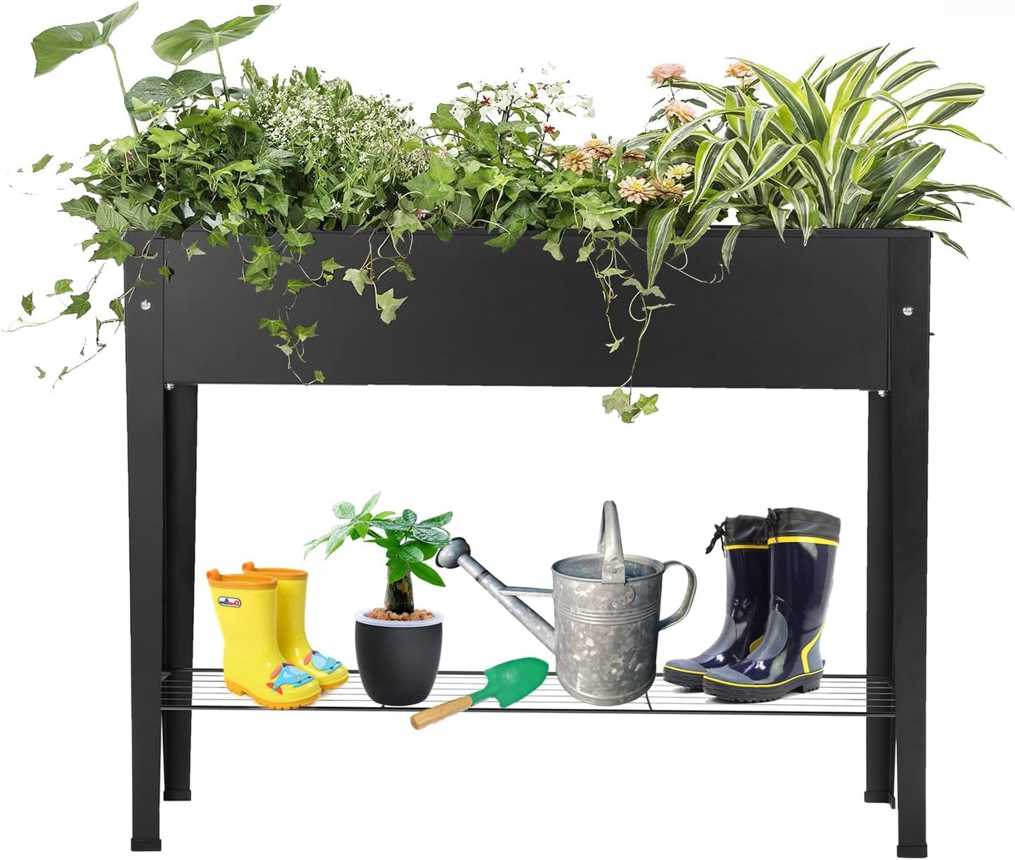 Piksedo Raised Garden Bed, Elevated Planter Metal Plant Box with Legs
