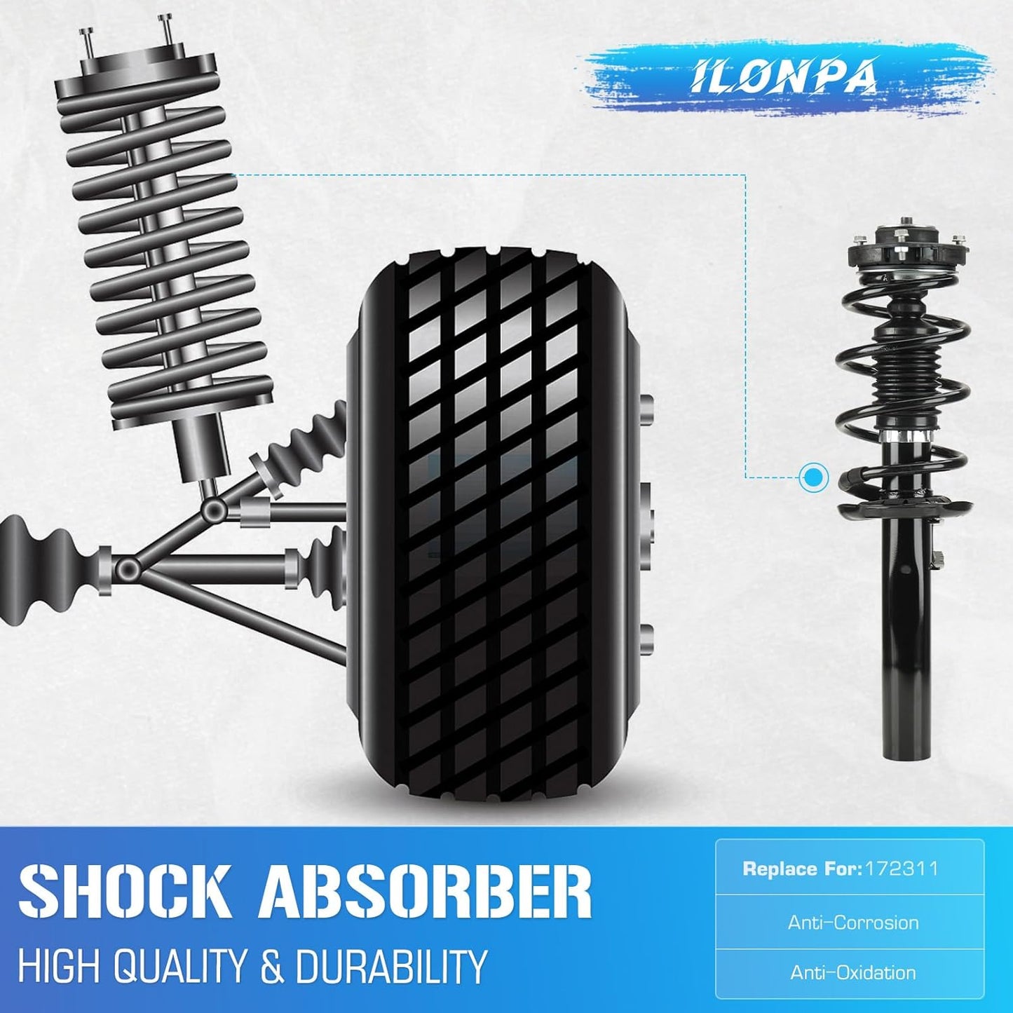 Front Complete Struts w/Coil Springs Shock Absorbers for 06-13 Audi A3/A3 Quattro