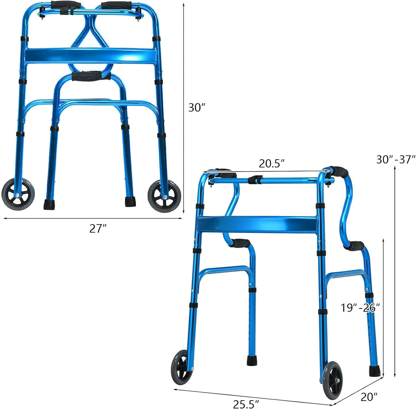Goplus 3-in-1 Stand-Assist Folding Walker with 5" Wheels