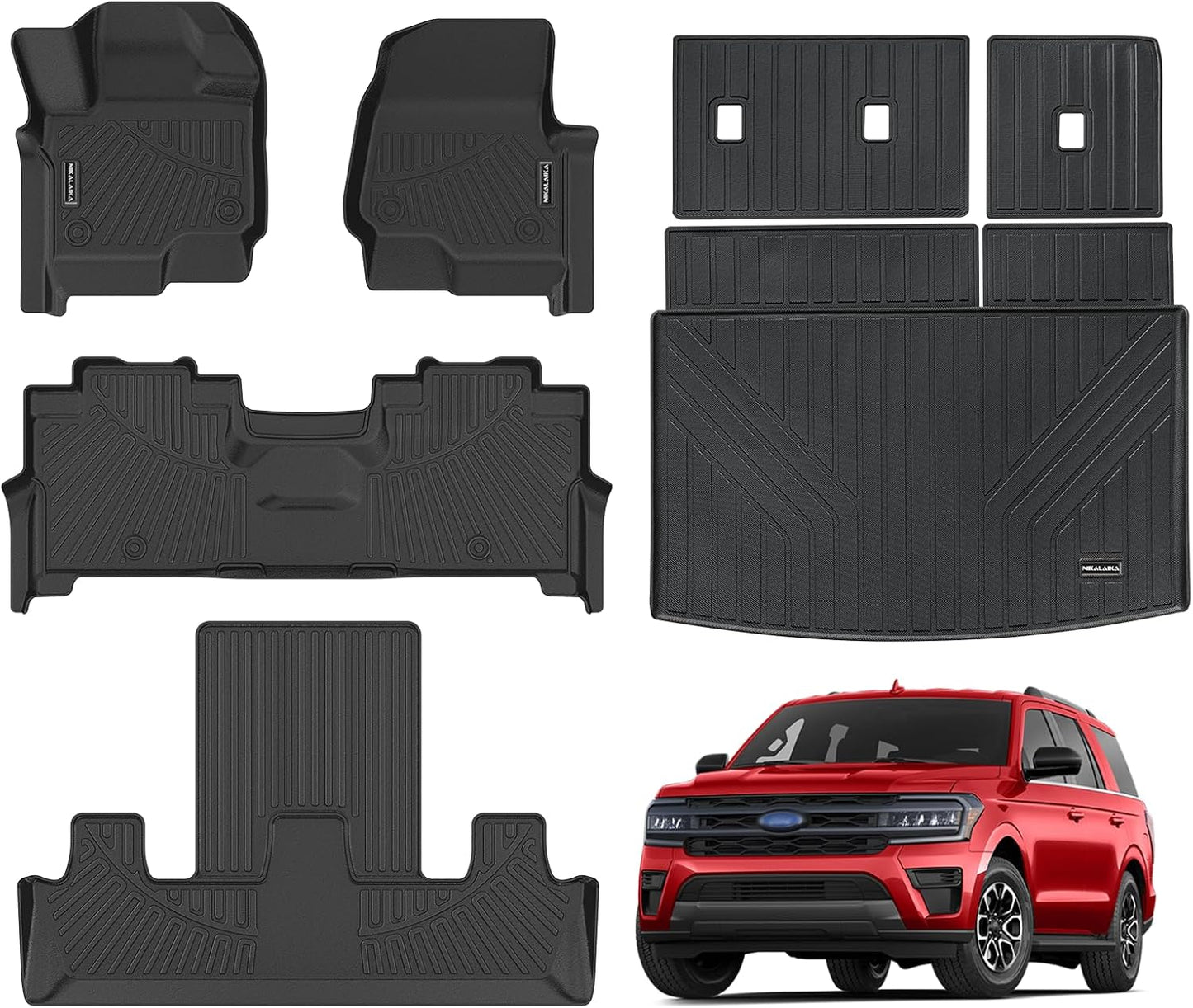 Floor Mats & Cargo Liner with Backrest Mat for 2018-2024 Ford Expedition (Only Fit MAX Or L)