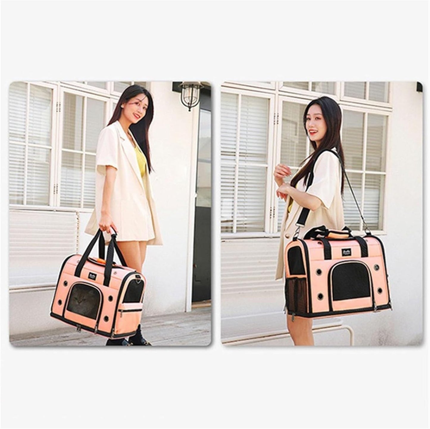 Gray - Pet Trolley Case with Wheels, Pet Carrier for Cats Dogs 15 lbs with Telescopic Handle