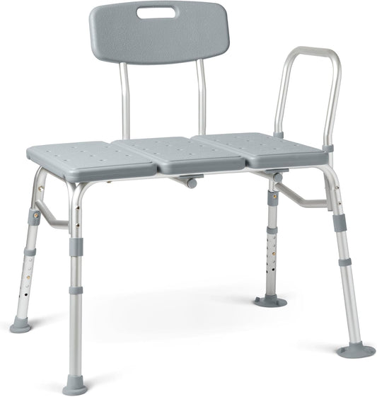 Medline Transfer Bench for Bathtubs and Showers, Adjustable Shower Bench and Bath Seat for Seniors and Adults