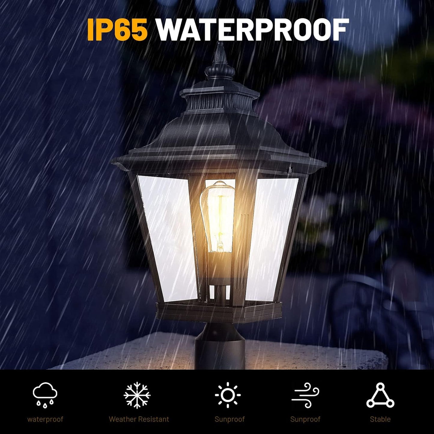 Large Outdoor Post Light Fixtures 21'' Lamp Post Light Fixture Black Finish