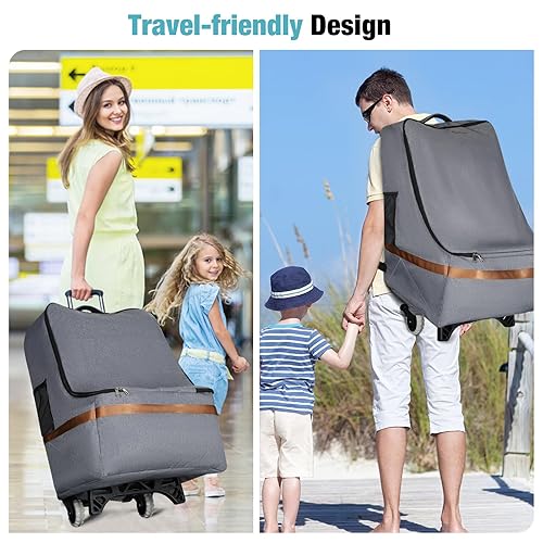 Upgraded Car Seat Travel Bag with Wheels, Car Seat Bags for Air Travel