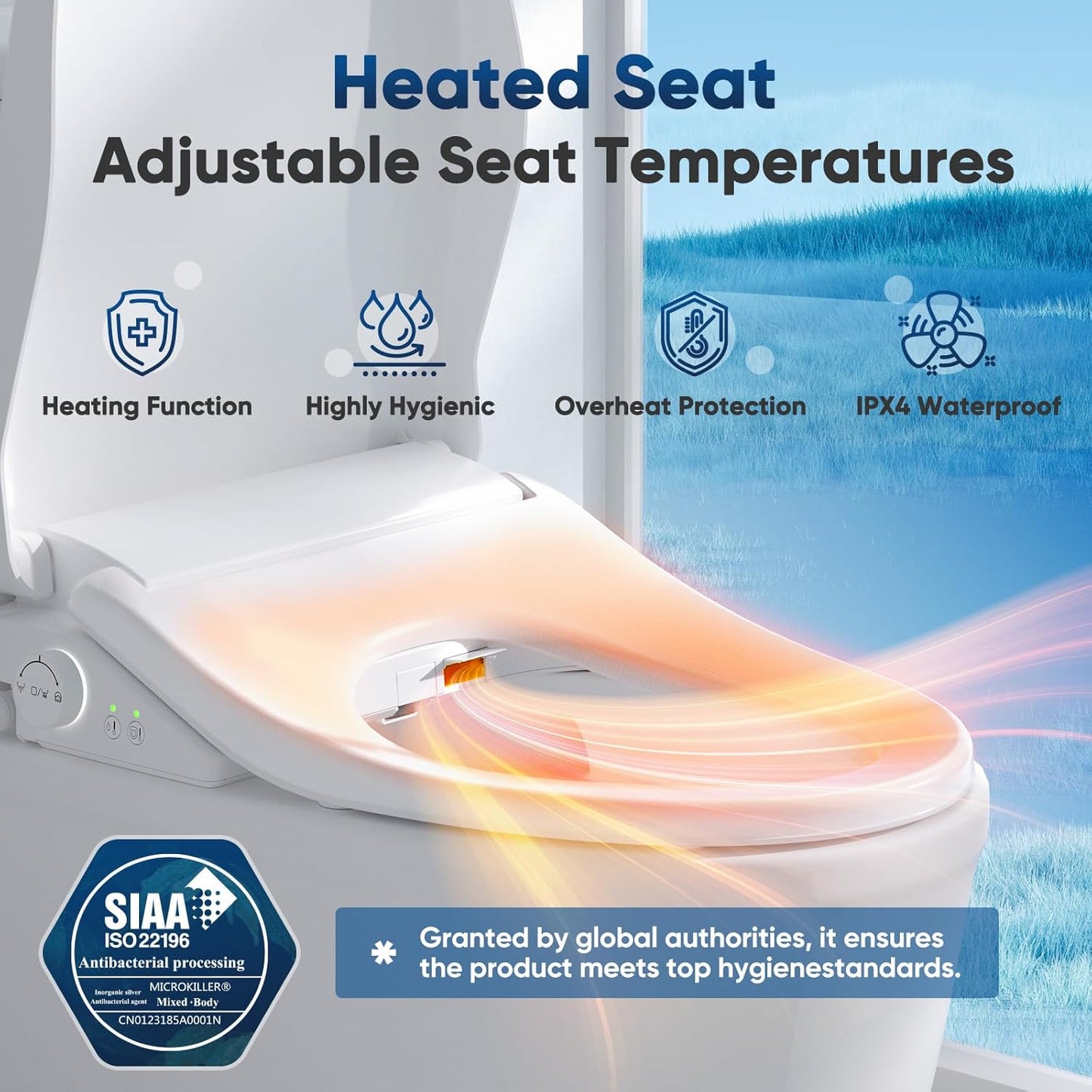 FVZ Bidet Toilet Seat Elongated Smart Heated Toilet Seat with Warm Water & Dryer, Feminine Wash