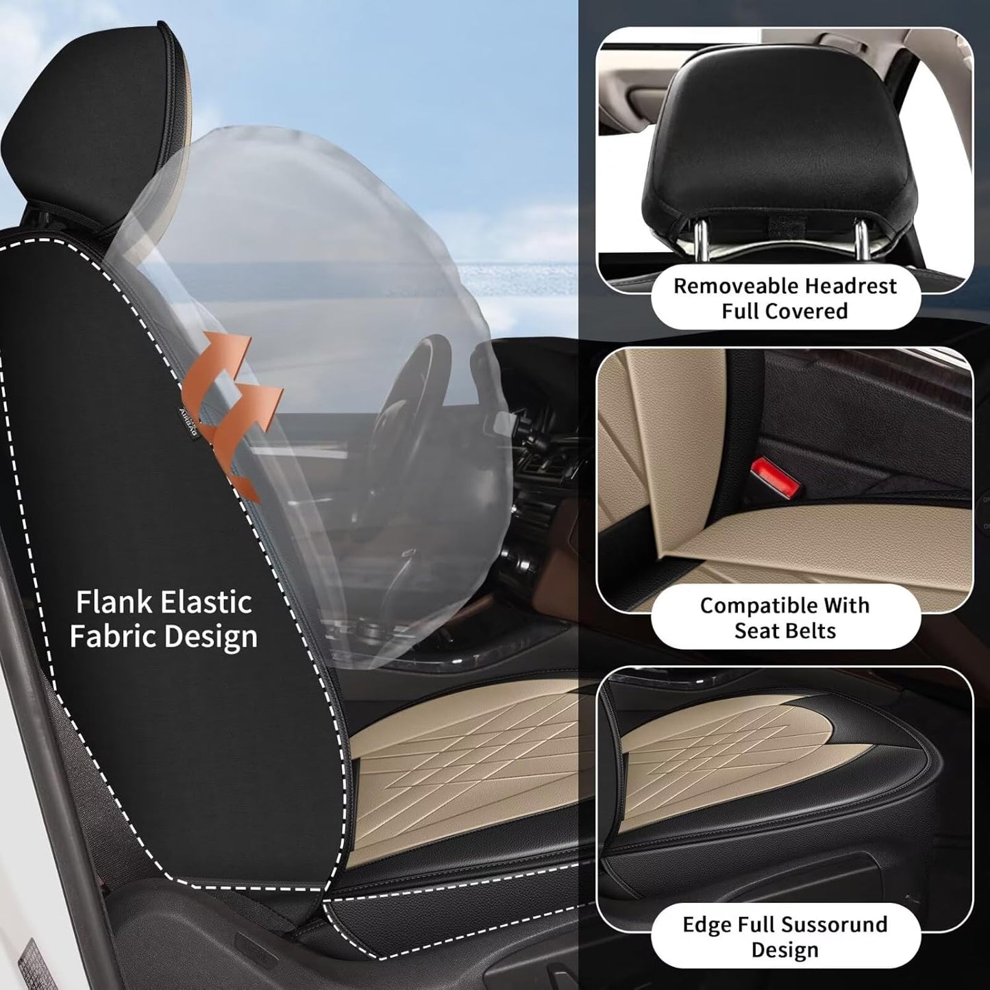 YORKNEIC 2 Pcs Front Car Seat Cover for Ford Edge 2007-2023 2024 2025