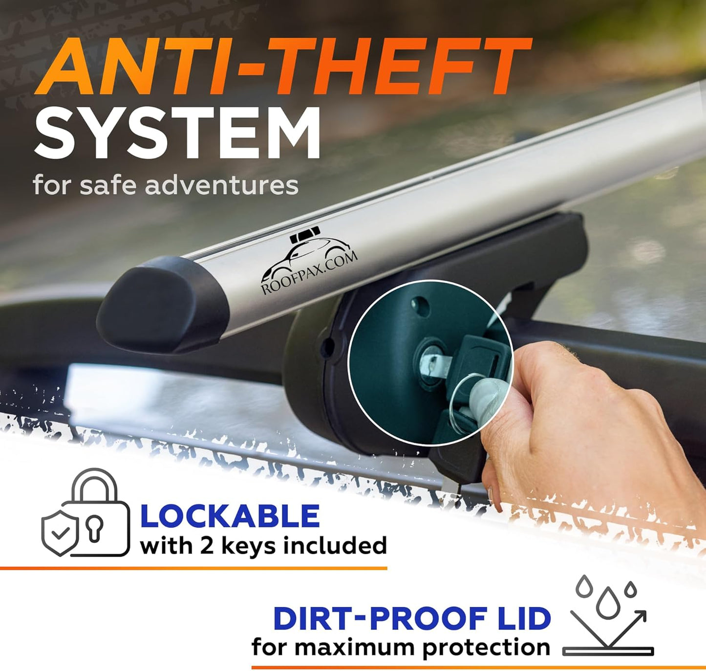 RoofPax 52" Car Roof Rack for Raised Side Rails Cross Bars Adjustable