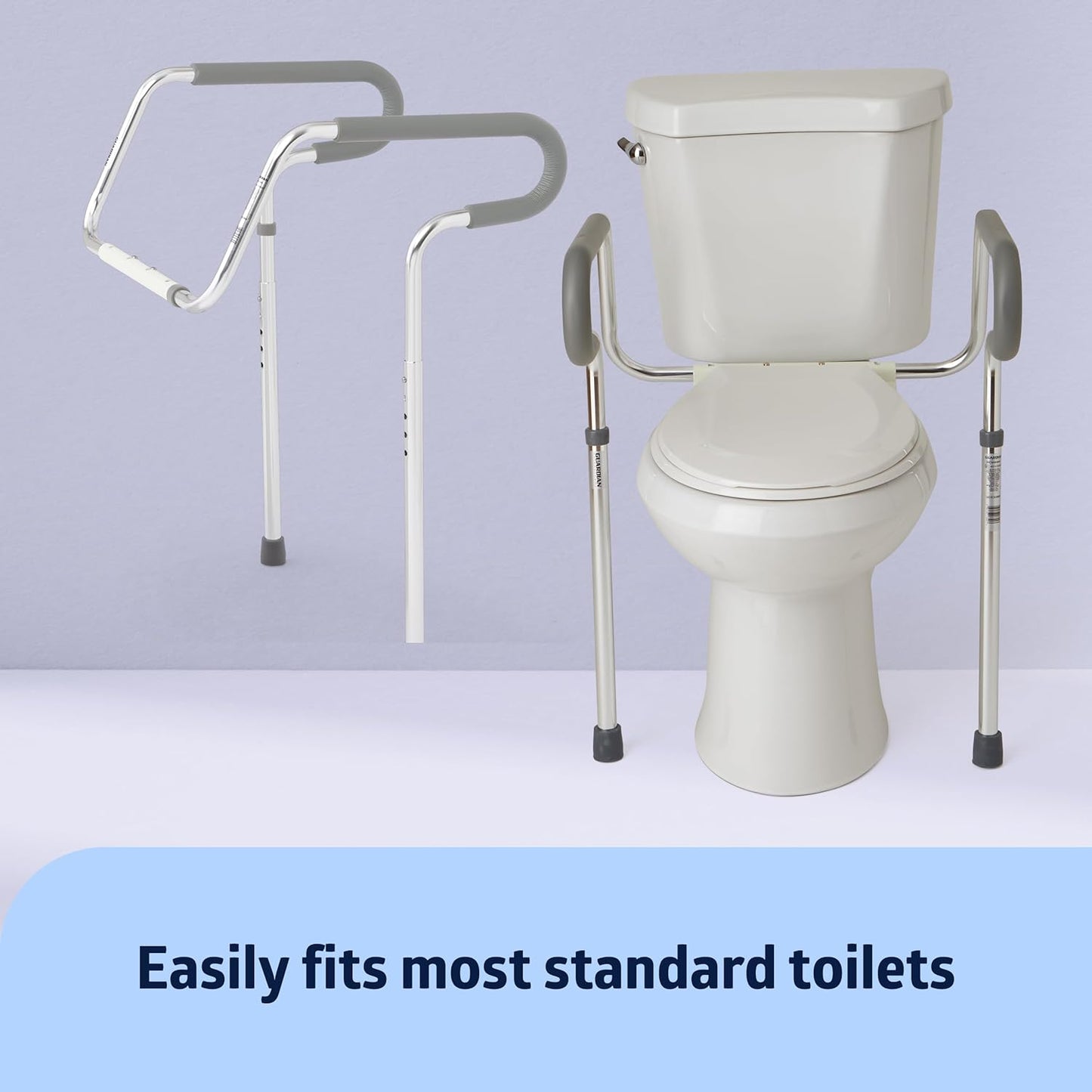 Medline Guardian Toilet Safety Rail - Adjustable Height, Robust & Reliable