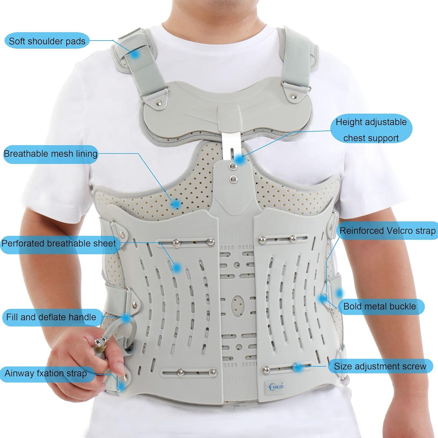 TLSO Inflatable Thoracolumbar Fixed Back Spinal Brace, Pain Relief and Straightener