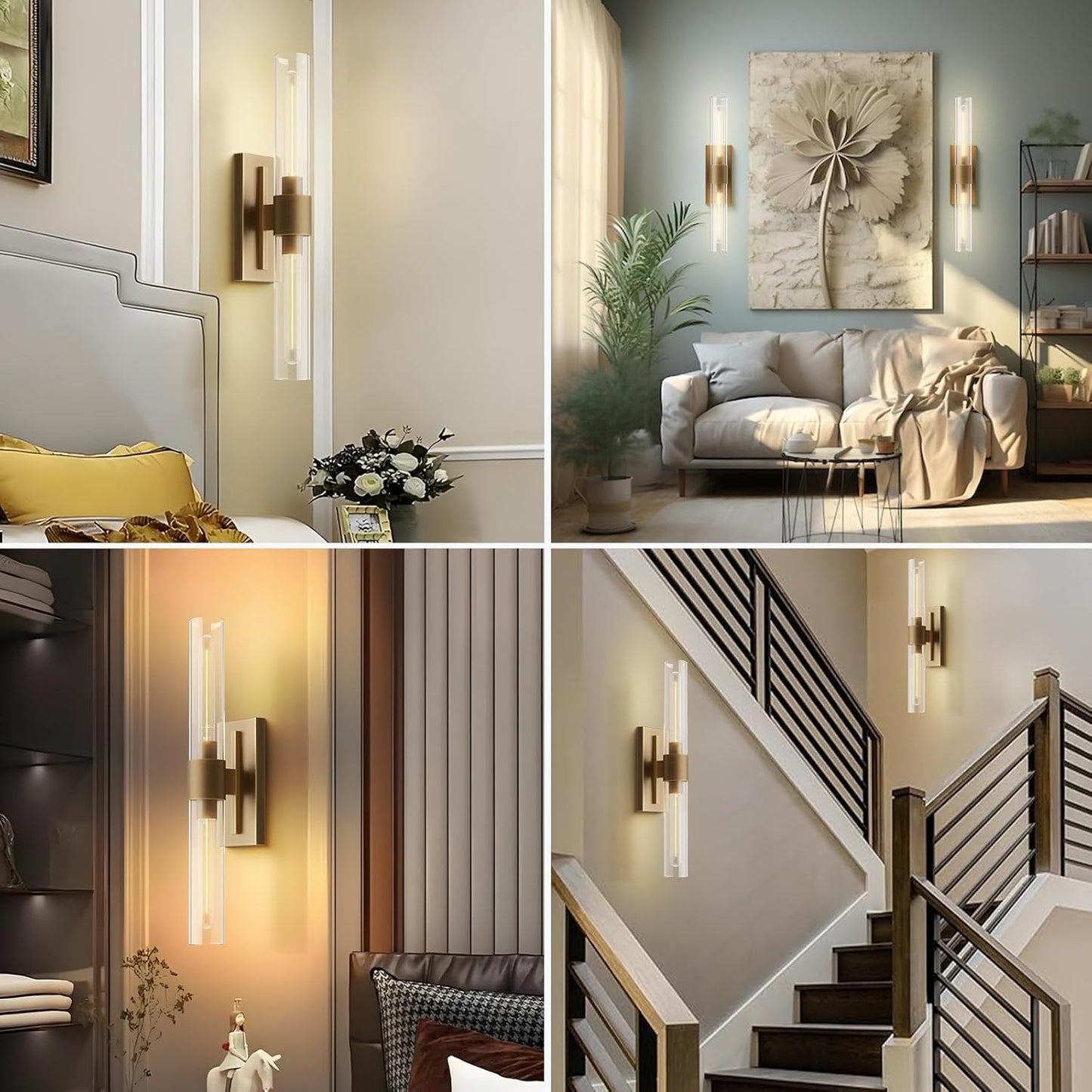 Brass Wall Sconces Set of Two 22.8" Indoor Wall Light Fixtures,Bathroom Vanity Light