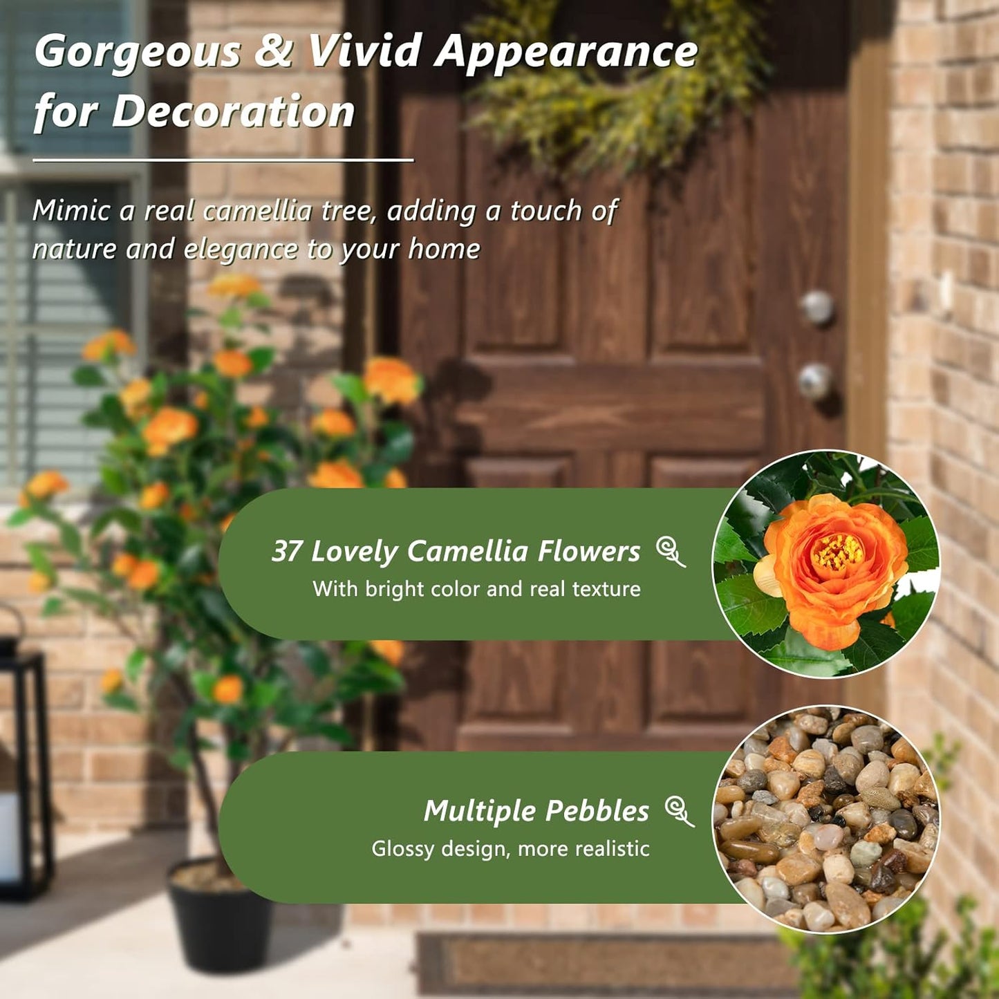 Goplus 40” Artificial Camellia Tree, Flower Plants Artificial Tree