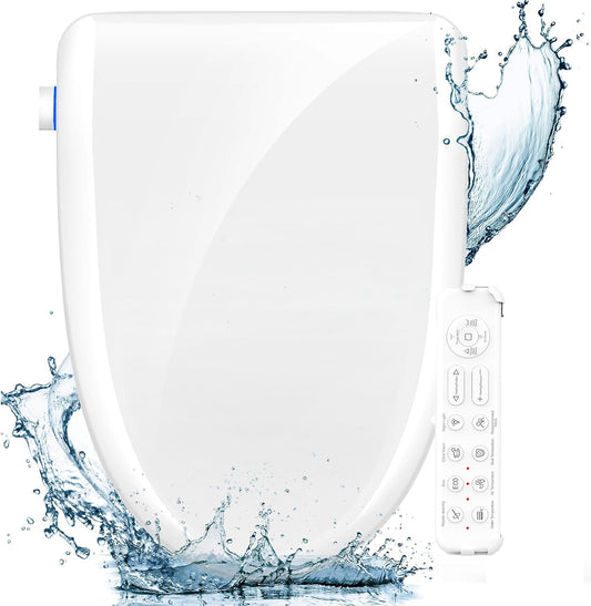 FVZ Bidet Toilet Seat Elongated Smart Heated Toilet Seat with Warm Water & Dryer, Feminine Wash