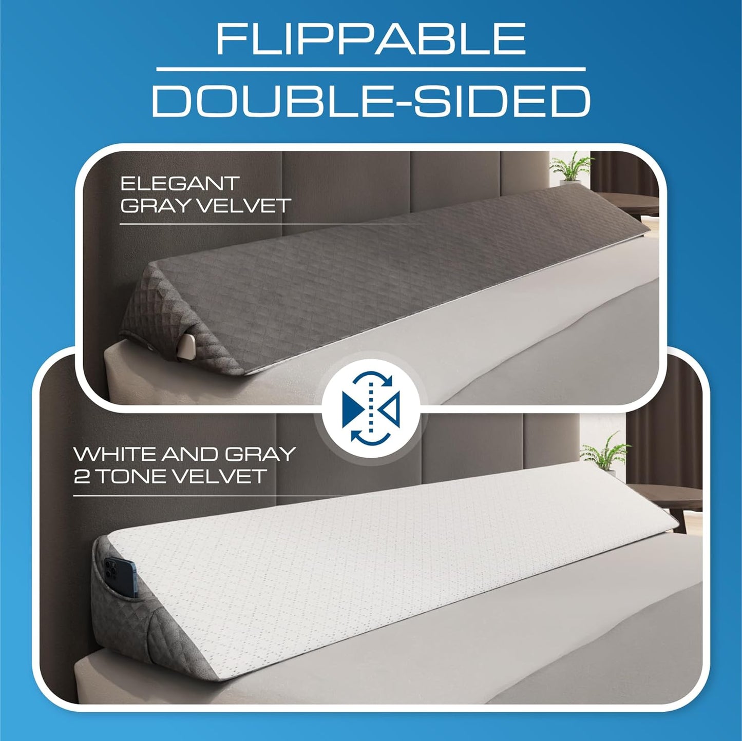 Kölbs Bed Wedge Headboard Pillow, Flippable 2 Sided, Instantly Change Your Decor8x10