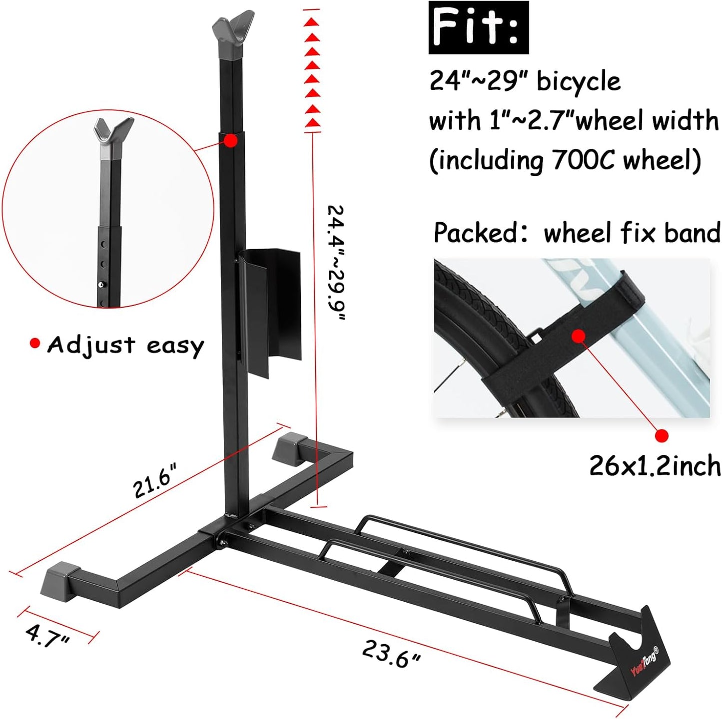 YueTong Heavy Duty Bike Stand - Vertical & Horizontal Storage, Upright Bicycle Stand for Indoor & Garage