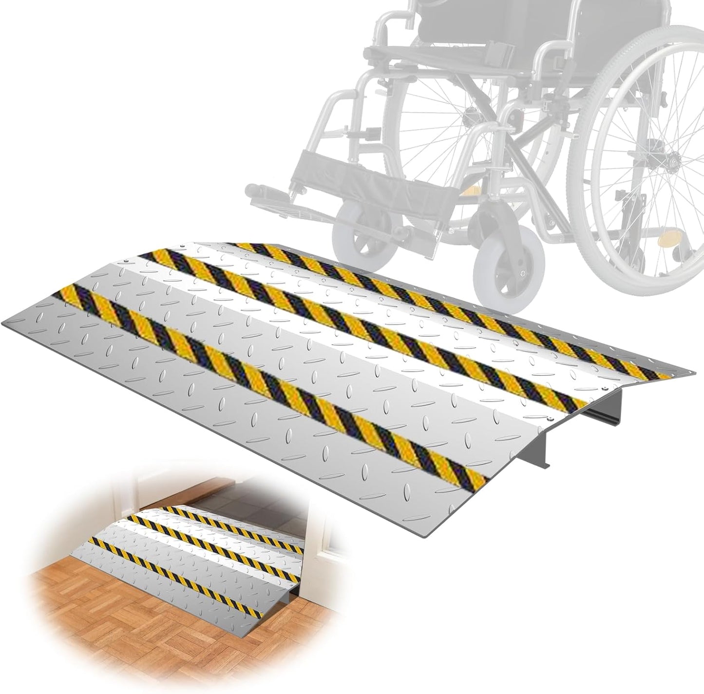 Sliding Door Threshold ramp 31.5" W*24.8" L, Metal Bridge Doorway Threshold ramp