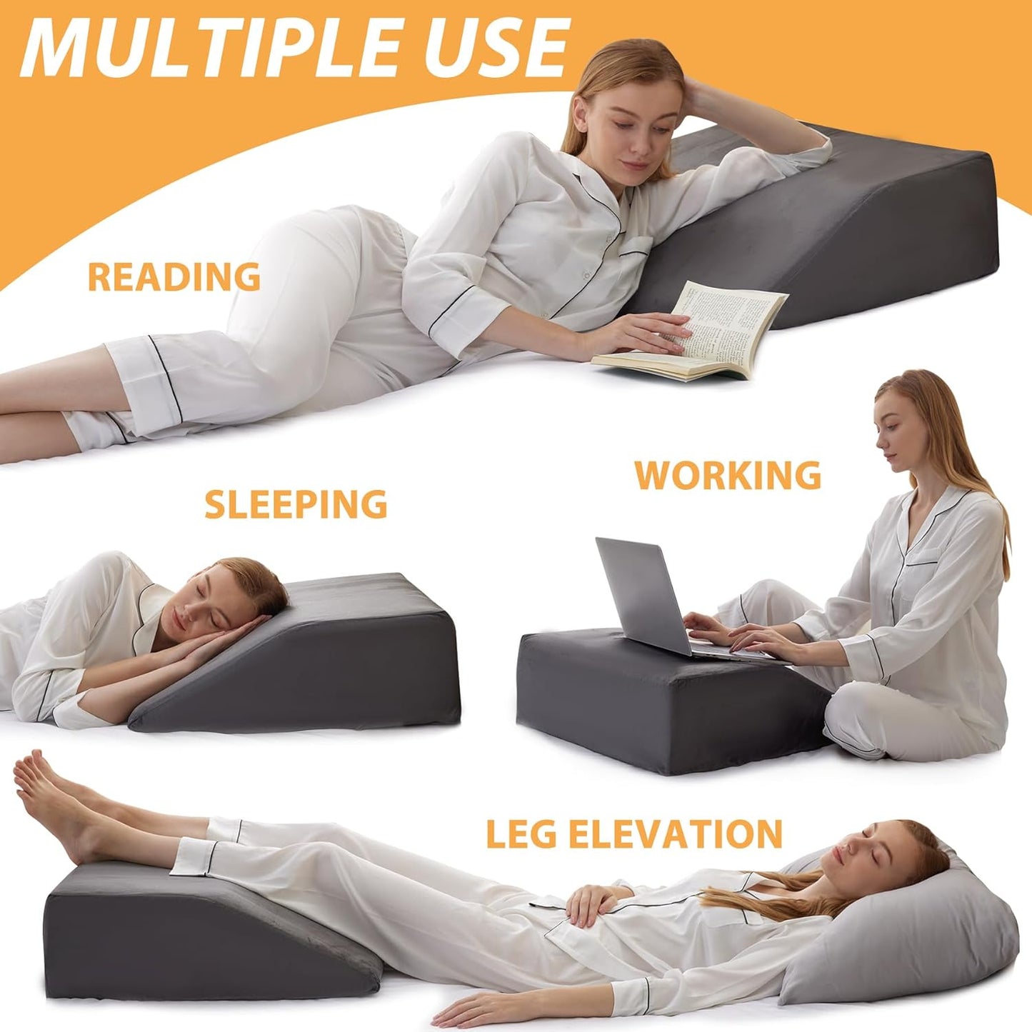 Leg Elevation Pillows, Leg Pillows for Sleeping, Cooling Gel Memory Foam Top